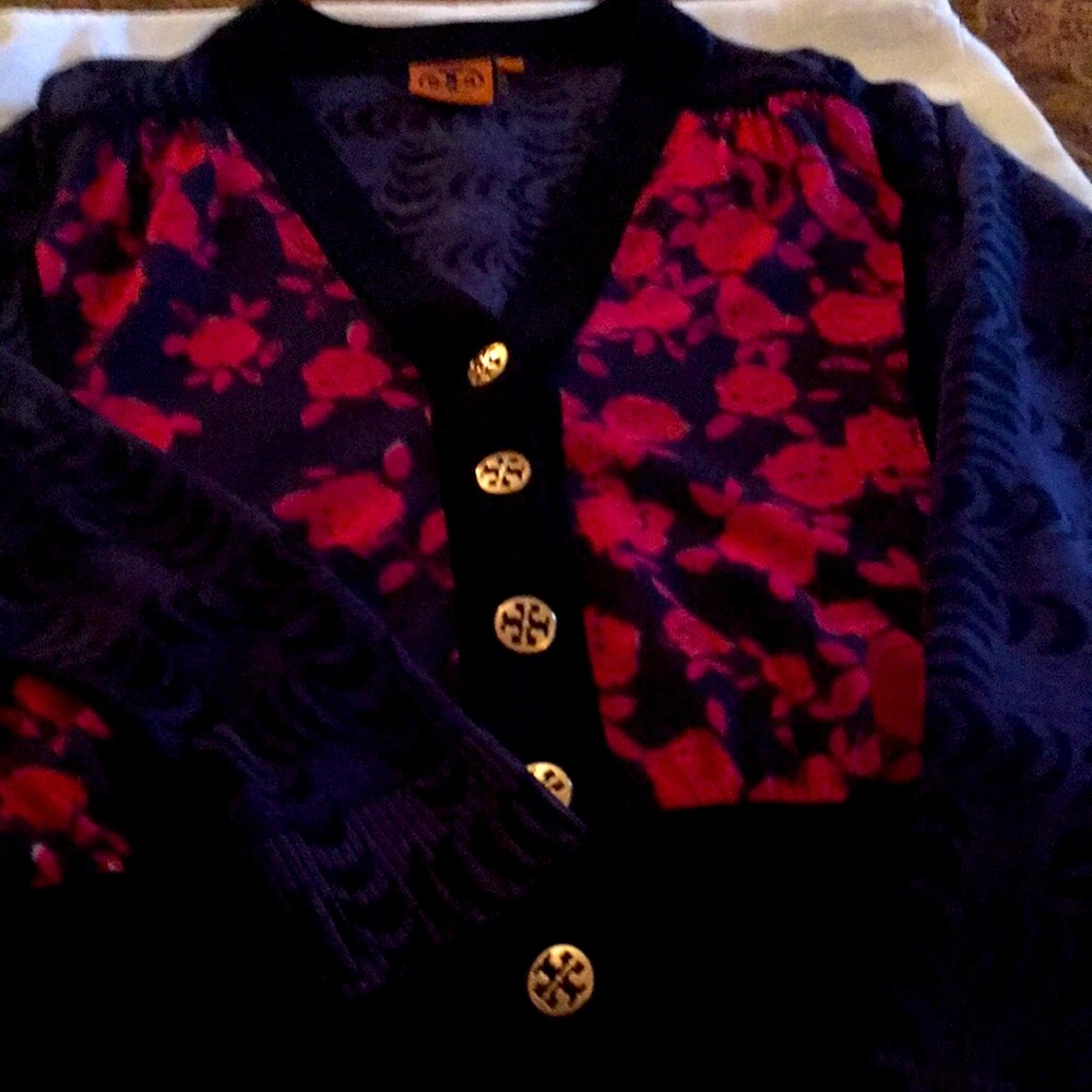 Tory Burch cardigan, size small,100% merino wool in good condition